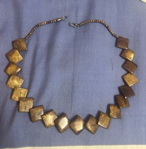 Unique Wooden Diamond Pendant Necklace