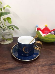 Moon &amp; Star Designer Coffee Cup with Saucer - 1 Se