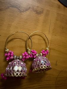 Stunning Pink Jhumka Earrings