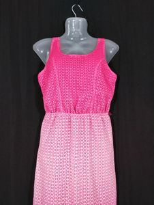 Paper Doll Pink With White Faded Double Shaded Sleeveless Dress (Women)