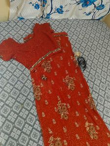 Orange Embroidered saree