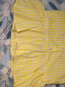 Cute Yellow Gingham Peplum Top