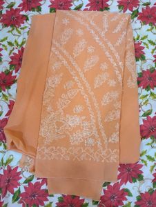 Elegant Peach Chikankari Saree🥻