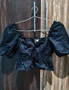 H&amp;M Puff sleeve poplin top