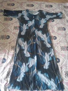Blue Feather Print Kurta
