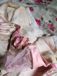 Pink Brocade &amp; Tulle Lehenga Choli