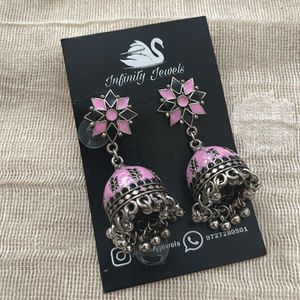 Pink Jhumka Earrings