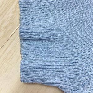 Light Blue Button-Up Cropped Cardigan