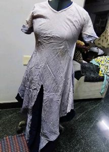 Striped A-line Kurta with Front Slit