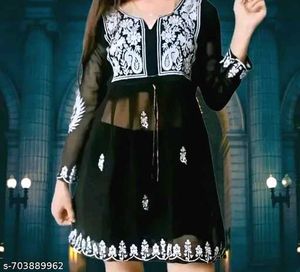 Stylish Embroidered Black Kurta