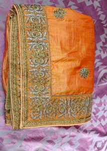 orange stylish saree