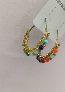 Colorful Beaded Hoop Earrings