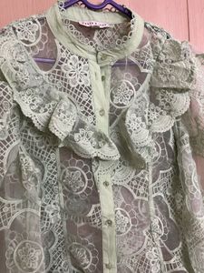 Elegant Lace Ruffled Blouse