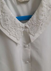 White Lace Collar Top
