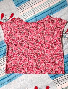 Y2k Pink Abstract Crop Top Women's Graphic Tshirt