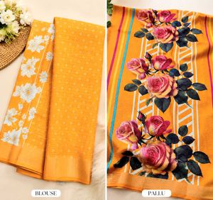 New Dola Silk Saree With Attached Blouse Piece