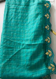Green Checked Ethnic Dress Material