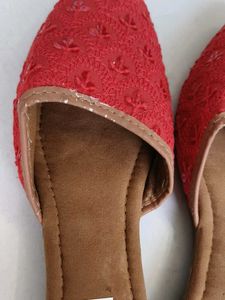 Red Embroidered Juttis - Royal Collection