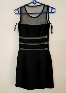 Chic Black Mesh Panel Dress