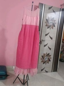 Elegant Pink &amp; Gold Ethnic Gown