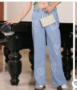 Shein Heart Print Blue Jeans | Size 30