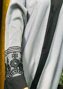Elegant Abaya Burqa Gray with Lace Details