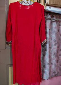 Dark Red Embroidered Kurti