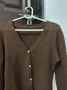 Cozy Brown V-Neck Cardigan