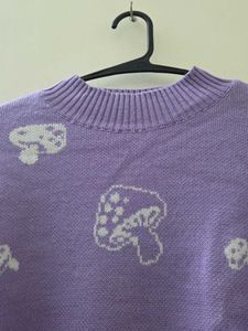 size s Cute Purple Mushroom Knit Sweater