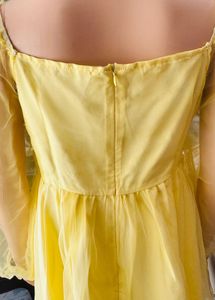 Cute Yellow Puff Sleeve Mini Dress