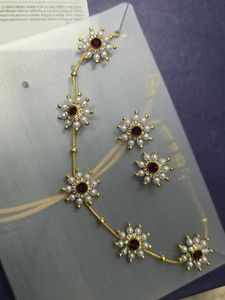 Pearl &amp; Ruby Flower Jewellery Set