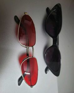 Set of 3 - Stylish Sunglasses - Red &amp; Black
