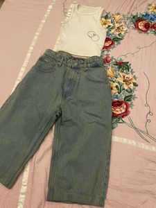 Blue Wide leg jorts