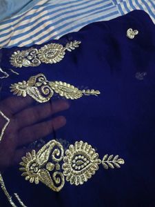 Sparkling Gold Saree with Pink Embroidery