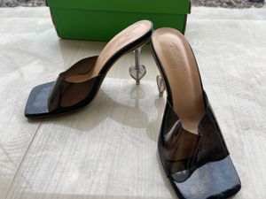 Black Lucite Mule Heels