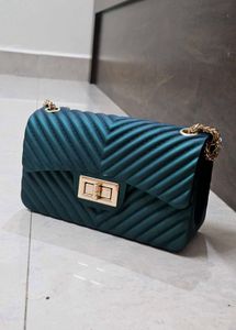 Chic Teal Chevron Crossbody Bag