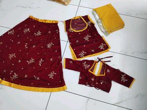 rajputi poshak Maroon Lehenga Choli Set