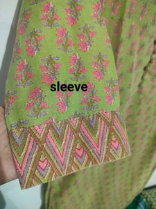 Green &amp; Pink Floral Print Kurti