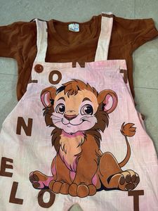 Cute Lion Overalls Set