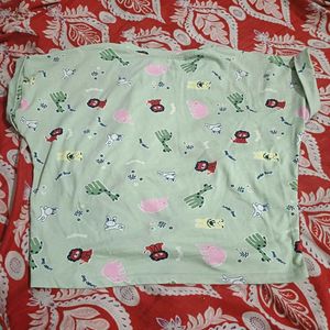 Cartoon Print Twist-Knot T-Shirt
