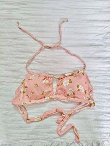 Y2K Floral Halter Top with Tie Detail