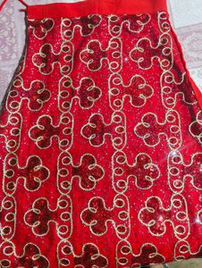 Stunning Red Sequined Lehenga Choli Set