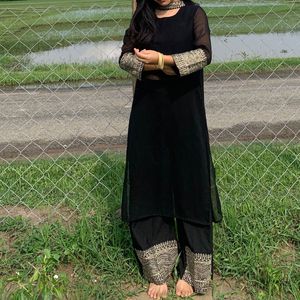 Elegant Black Sharara Set