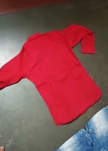 Red Kurta with Blue Jeans