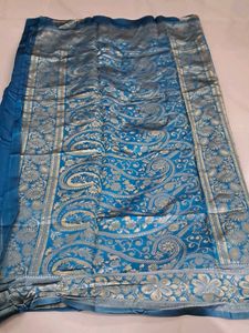 Beautiful Blue Banarasi Silk Saree
