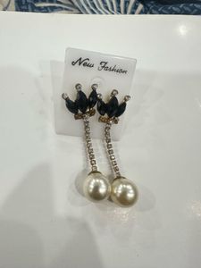 Elegant Pearl Drop Crown Earrings