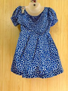 Y2K Blue &amp; White Polka Dot Babydoll Top