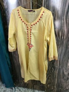 Yellow Embroidered Kurta