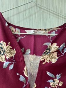 Burgundy Floral Midi Dress