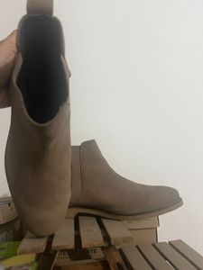 Zara Tan/beige Chelsea Suede Leather Boots